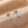 Tarnish Resistant 304 Stainless Steel Music Note Studs Earrings with 316 Stainless Steel Pins for Women MUSI-PW0001-23P-3