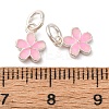 Fine Silver Pearl Pink Enamel Flower Charms STER-A047-04B-S-3