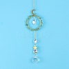 Glass & Brass Pendant Decorations HJEW-PW0002-08E-1