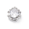Brass Micro Pave Clear Cubic Zirconia Pendants KK-Z084-09P-03-1