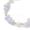 Natural Blue Lace Agate Chip & Dyed Natural Malaysia Jade & Synthetic Hematite & Shell Pearl Bead Necklace & Bracelets Sets SJEW-JS01377-5
