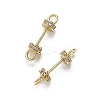 Brass Micro Pave Clear Cubic Zirconia Connector Charms KK-K361-01G-1