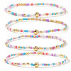 4Pcs Bohemian Glass Seed Bead & Brass Beads Stretch Bracelets for Women DR1565-2-1