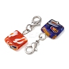 16Pcs Square Handmade Millefiori Glass Pendant Locking Stitch Markers HJEW-AB00654-3
