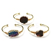 Dyed Natural Agate Irregular Druzy Nugget Open Cuff Bangle BJEW-C028-01G-2
