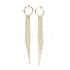 Clear Cubic Zirconia & Crystal Rhinestone Long Tassel Dangle Stud Earrings LS-EJEW-C037-07G-LG-1