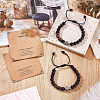 Adjustable Natural Yellow Tiger Eye & Obsidian Round Beaded Braided Bead  Bracelets BJEW-WH0023-97-4