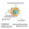 304 Stainless Steel with Gemstone Cuff Open Rings for Women OK7494-2-7