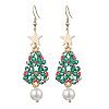 Glass Seed & Glass Pearl Beads Tree Dangle Earrings EJEW-MZ00276-02-1
