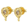 Brass Micro Pave Clear Cubic Zirconia Stud Earring Findings KK-S530-01G-2