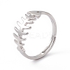 Non-Tarnish 201 Stainless Steel Fishbone Adjustable Ring for Women RJEW-K238-12P-3