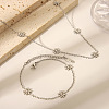 Elegant 304 Stainless Steel Daisy Link Chain Necklaces and Bracelets Sets for Women EE7355-4-1