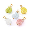 5Pcs Glazed Nautilus Seashell Shape Porcelain Pendants PALLOY-TAC0222-2