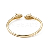 Green & Clear Cubic Zirconia Snake Open Cuff Bangles BJEW-A131-01G-2