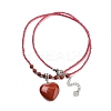 Natural & Synthetic Mixed Gemstone Heart Pendant Necklaces NJEW-G143-02-3
