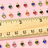 24Pcs 12 Colors Heart Rack Plating Brass Glass Charms KK-FS0001-39-5