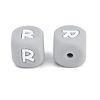 20Pcs Grey Cube Letter Silicone Beads 12x12x12mm Square Dice Alphabet Beads with 2mm Hole Spacer Loose Letter Beads for Bracelet Necklace Jewelry Making JX436R-2