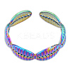 Ion Plating(IP) 304 Stainless Steel Shell Wrap Open Cuff Ring for Women RJEW-N038-102M-2