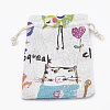 Kitten Polycotton(Polyester Cotton) Packing Pouches Drawstring Bags ABAG-T006-A08-3