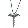 Alloy Enamel Dragon Wrapped Sword Pendant Necklaces NJEW-V005-02P-02-1