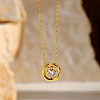 304 Stainless Steel Pave Clear Cubic Zirconia Ring with Heart Pendant Necklaces for Women WG58E99-01-3