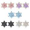 5 Pairs 5 Colors 3D Flower Cubic Zirconia Stud Earrings EJEW-FI0001-76-1