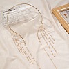 Alloy & Plastic Imitation Pearl Round Beaded Long Tassel Cuff Choker Necklaces for Women FS-WGD3D1C-01-2