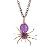 Natural Amethyst Spider Pendant Necklaces PW-WG57689-04-1