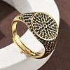 Brass Micro Pave Cubic Zirconia Cuff Rings for Women RJEW-A069-13G-3
