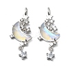 Brass Micro Pave Cubic Zirconia with Resin Pendants KK-Z103-05P-01-1