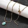 Imitation Cat Eye Oval Pendant Necklace with Round Snake Chains X-NJEW-G085-06G-3