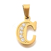 Ion Plating(IP) 304 Stainless Steel Rhinestone Pendants STAS-U035-01G-C-1