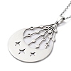 Non-Tarnish 201 Stainless Steel Moon with Star Pendant Necklace with Cable Chains NJEW-Q317-06P-3