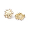 Long-Lasting Plated Brass Stud Earrings with Plastic Pearl for Women EJEW-A088-01G-3
