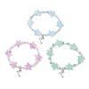 3Pcs 3 Colors Spray Painted Glass Star Beads & Natural Rose Quartz & Amazonite & Green Aventurine Beads Stretch Bracelets for Women BJEW-MZ00175-2