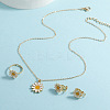 Daisy Alloy Enamel Pendant Necklaces & Earrings & Rings Sets FS-WG99D8E-01-3
