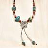 Ethnic Style Alloy & Porcelain Ceramic Beads Butterfly Pendant Tassel Y Necklaces LS-NJEW-D308-01B-4