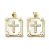 Brass Pave Shell Pendants KK-I708-17D-G-1