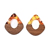 Transparent Resin and Walnut Wood Pendants RESI-T057-07M-2