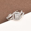 Brass Micro Pave Cubic Zirconia Cuff Rings for Women RJEW-Z113-51P-5