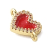 Brass Micro Pave Clear Cubic Zirconia Heart Connector Charms KK-A252-09G-2