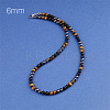 Synthetic Non-magnetic Hematite & Natural Tiger Eye & Obsidian Round Beaded Necklaces for Men LS-YX5918-1-1