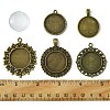 DIY Blank Round Glass & Tibetan Style Alloy Pendant Making Kits DIY-FS0006-10-5