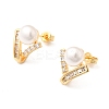 Round Brass Micro Pave Clear Cubic Zirconia Stud Earrings EJEW-A135-28G-4