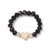 Glass & Brass Beaded Stretch Rings for Women RJEW-JR00858-01-2