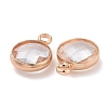 Golden Tone Brass Glass Flat Round Charms GLAA-M003-A-21G-3
