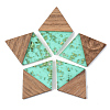 Transparent Resin & Walnut Wood Pendants RESI-S389-012A-B02-1