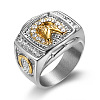 304 Stainless Steel Micro Pave Clear Cubic Zirconia Finger Rings for Men FS-WGEF432-07-1