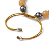 Natural Red Aventurine & Lapis Lazuli & Brass Heart Braided Bead Bracelet BJEW-JB09703-01-4