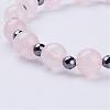 Natural Rose Quartz Stretch Bracelets BJEW-JB02856-01-2